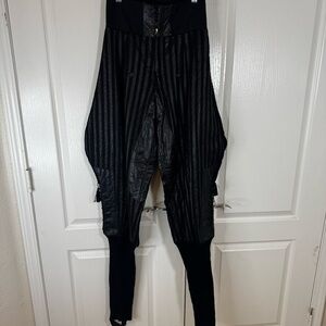 Vintage Leather Equestrian High-Waisted Jodhpur Black Pants